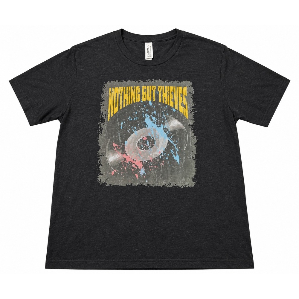 Nothing But Thieves Band T-Shirt Charcoal Grey Vinyl Record Splatter Graphic Lg